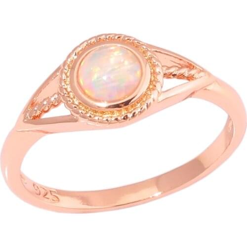 CiNily Created Pink Fire Opal Rose Gold filling Simple Jewelry for Women Wedding Engagement Ring Size 6-9 OJ9601