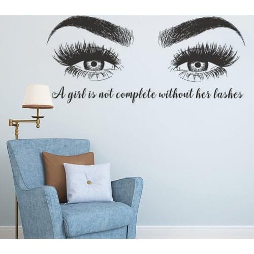Eyelashes Eyebrows Vinyl Wall Sticker Beatuy Salon Quotes Vinyl Wall Sticker Lashes Extension Winodow Art Poster Decor AZ138