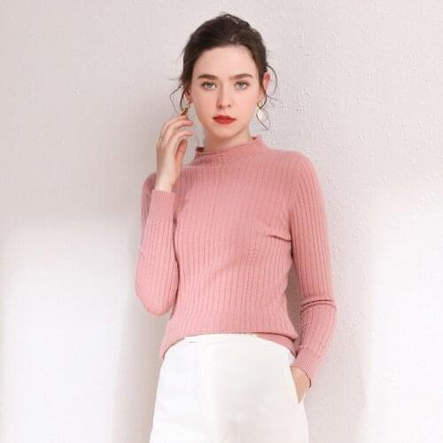 Pink wool cashmere sweaters women knitted turtleneck pull femme hiver oversized fashion autumn winter warm upper undertakes