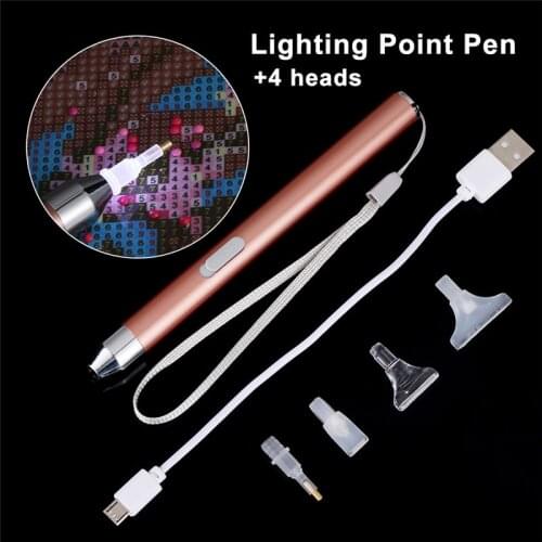 USB Rechargeable Lighting Point Drill Pen 5D Diamond Painting DIY Tools Embroidery Cross Stitch Sewing Accessories