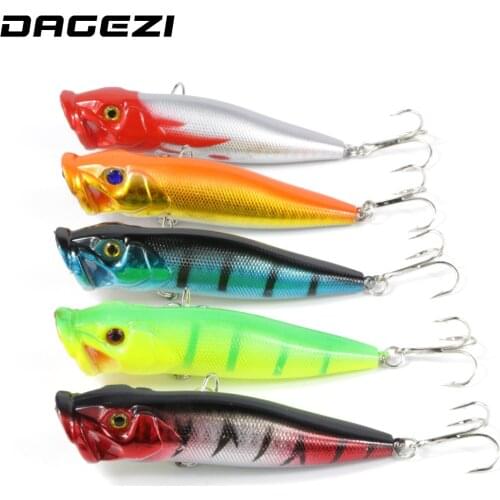 DAGEZI 5pcs Fishing Lure 5 colors Popper Lure 9.5cm/12g hard fishing bait with 8# high carbon steel hook fishing tackle pesca