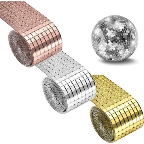 Silver/Gold/Pink Self-Adhesive Glass Mini Mosaic Tiles Square Real Glass Mirror Wall Stickers for DIY Handmade Crafts Home Decor