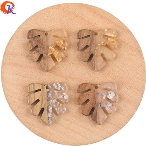 Cordial Design 40Pcs 28*30MM Jewelry Accessories/DIY Making/Leaf Shape/Natural Wood & Resin/Hand Made/Charms/Earring Findings