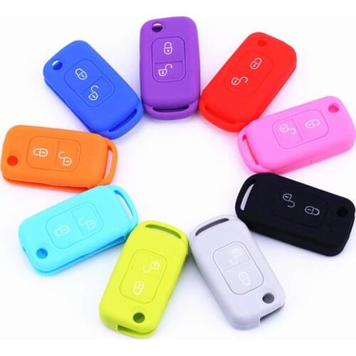 Silicone Car Key Case Protector Cover Skin Holder Fob for Mercedes Benz A C E S Class 500SEC W168 ML320 ML430 ML55 AMG 2 Button