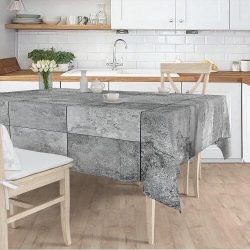 Tablecloth Living Room Kitchen grey geometric rectangle patterned micro fabric cover runner pattern Free Shipping