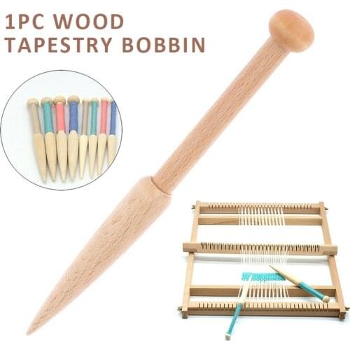 1PC DIY Weaving Tool Woven Sweater Scarf Tapestry Bobbin Beech Wood Shuttle/Stick Single Head Solid Crochet Hook