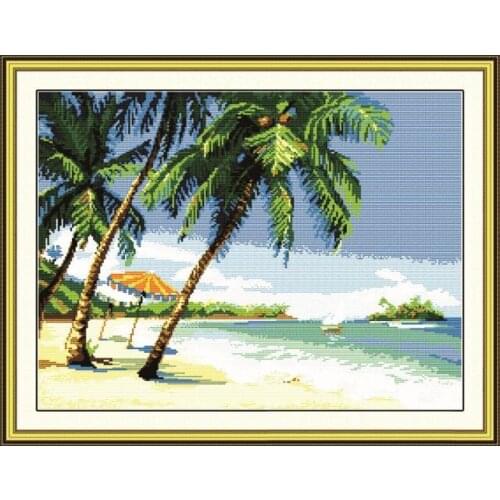 Joy Sunday Cross stitch Kit 11CT 14CT embroidery, seaside scenery warm sunshine handmade DIY sewing with Chinese wholesale
