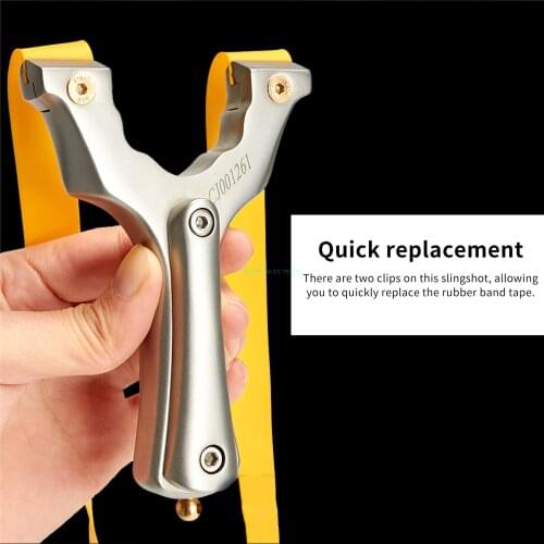 High Quality Stainless Steel Catapult Professional Hunting Slingshot With Flat Rubber Band Outdoor Shooting Game Sling Shot Set