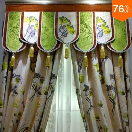 Green Mountain Top Velvet Flowers curtains Gentle curtains for living room Bedroom curtain Dinning Room Hotel curtain