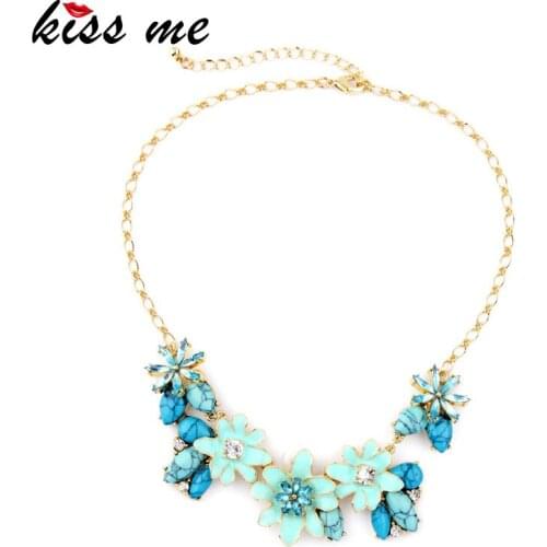 Valentines Day Romantic Fashion Stone Enamel Flowers Women Necklace New Design Factory Wholesale
