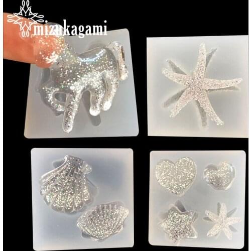 1pcs UV Resin Jewelry Liquid Silicone Mold Horse Star & Shell & Starfish Heart Resin Charms Molds For DIY Decorate Making Molds