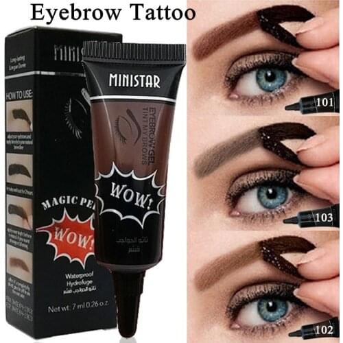 1PC Waterproof Liquid Henna Eyebrow Tint Gel Long Lasting Grey Brown Color Peel Off Eyebrow Tattoo Enhancer Makeup 7ML