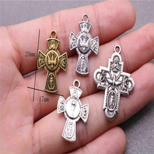 100 pieces / Peace Dove Cross Catholic Cross Peace Dove Medal Cross Award, Religious JHS Wine Glass Cross Medal