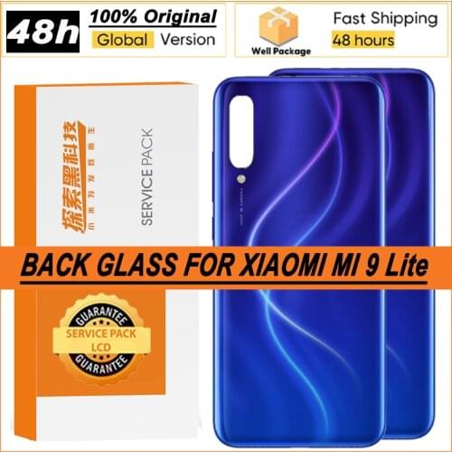 100% Original Back Housing for Xiaomi Mi 9 Lite MI9 Lite CC9 Back Cover Battery Glass Rear With Adhesive Sticker Repair Parts