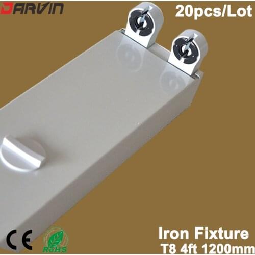 20pcs/lot T8 Led Tube Fixture 1.2m 4ft led fluorescent tube bracket /Support Double Tube Fixture