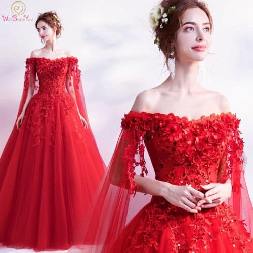 2020 Fashionable Floral Print Prom Dresses Red Luxurious Ball Gown Elegant Princess Boat Neck Beaded Lace Up Evening Party Gowns