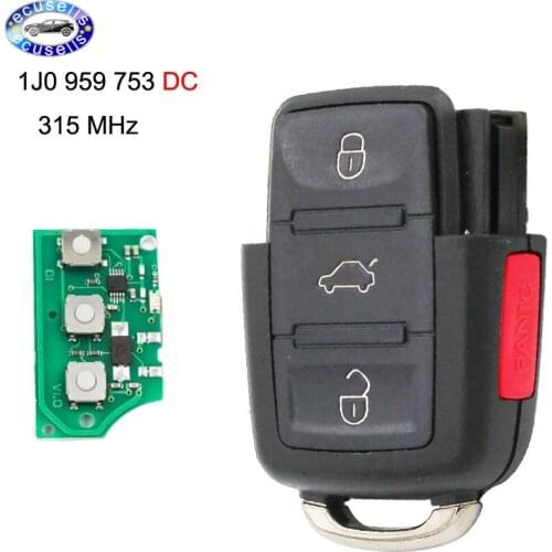 3+1 Buttons 315MHZ Remote Control 4 Buttons Key Fob 1J0 959 753 DC 1J0959753DC FOR VW