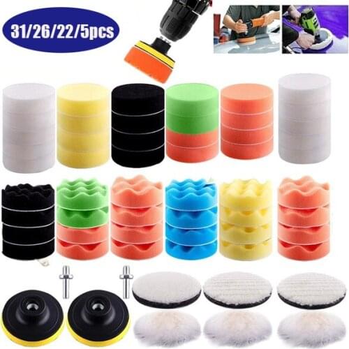 31/26/22/5Pcs 3inch Buffing Pad Set Woolen Wave Sponge Polishing Pad Kit for Car Polisher Pads Wheel Abrasive Tools