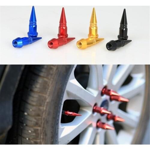 4Pcs Motorcycle Car Wheel Stem Valve Caps Auto Bike Spike Shape Dustproof Tire