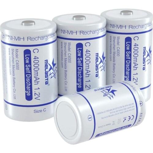 4pcs C size rechargeable battery type C 1.2V 4000mAh NI-MH nimh ni mh high capacity current rechargeable batteries