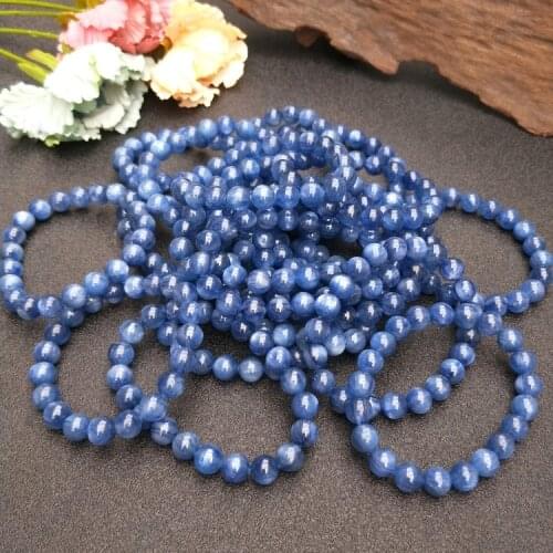 5A blue kyanite round bracelet 5/6/7/8/9/10MM nature beads for gift