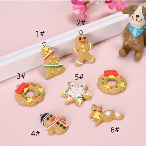 8pc/lot Handmade Polymer Clay Small Merry Christmas Pendant lots For Diy Necklace Christmas Jewelry Making Decoration Supplies