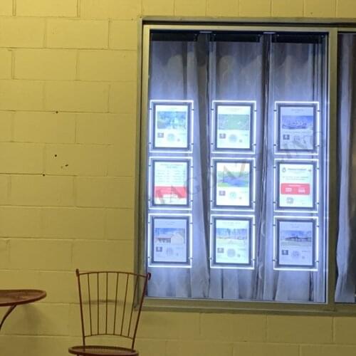 9PCS X Single Side Magnetic Acrylic Frame Panel Display Lightbox A4 Vertical Hanging for Real Estate Agent Window
