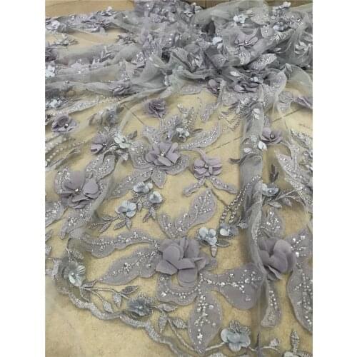 African lace Nigeria fabirc with stones ZH-428883 embroidery French tulle net lace/Wedding dress Design party dress