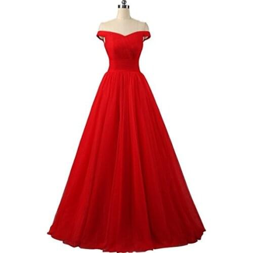 Angelsbridep Short Sleeve Tulle Long Evening Dress 2021 Strapless Pleat Womens Dress Vestidos De Festa Formal Party Gown Lace-up