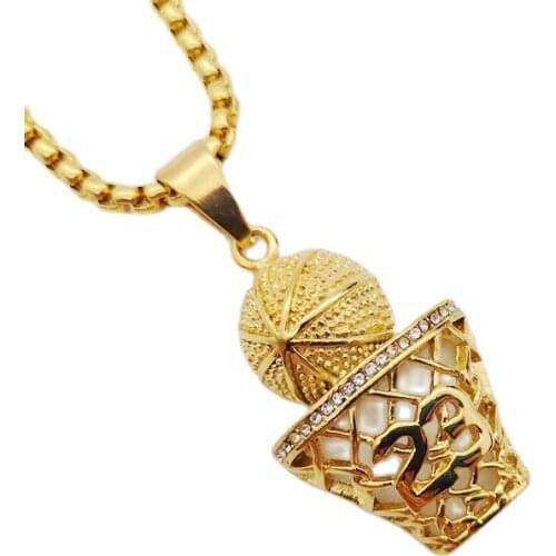 Bling Bling number 23 basketball net pendant necklace mens hip hop fashion sports rapper basketball necklace rock jewelry