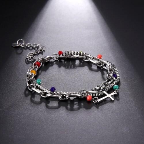 Skyrim Colorful Crystal Multi Layers Chain Bracelets Stainless Steel Women Girls Charm Bracelet Jewelry Unique Gifts Wholesale