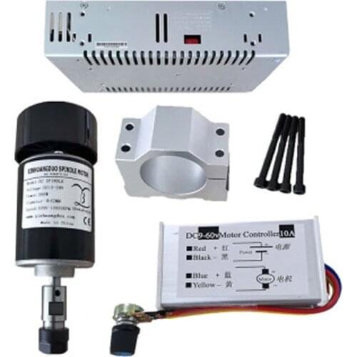 Air Cooled 0.2KW Spindle Motor CNC 200W ER11 52mm Clamp Speed Governor Power Supply DIY CNC Machine Kit 24V DC 10000RPM