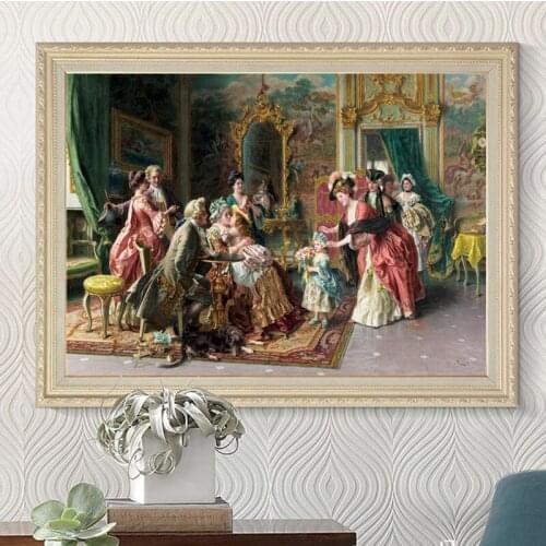 Family reunion oil painting canvas prints court Princess flowers oil painting on canvas home decoration picture