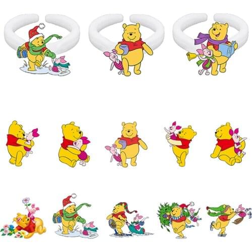 Disney Animation Piglet And Winnie The Pooh Jumping Tiger Play Pattern Acrylic Ring To Give Friends Jewelry Resin Ring