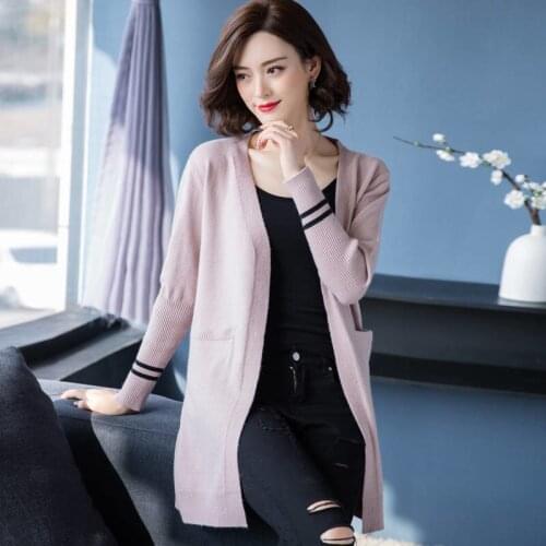 Korean Fashion Women Cardigan Sweater Coat Plus Size 2021 Autumn Long Sleeve Loose Pull Open Stitch Casual Knit Female Outwear