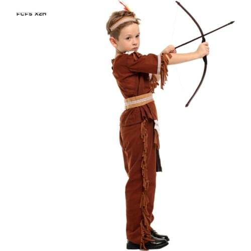 Boy Halloween Indian Archer Costume Kids Children Hunter Warrior Cosplay Carnival Purim parade Stage Play Masquerade party dress