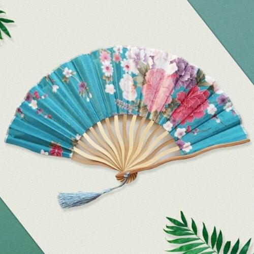 Summer Vintage Bamboo Folding Hand Held Flower Fan Chinese Dance Party Pocket Gifts Wedding Colorful Dropshipping