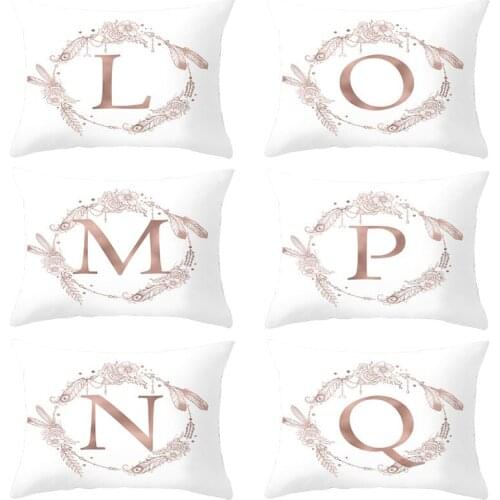 Fuwatacchi White A-Z Letter Cushion Covers Polyester Flower Pillowcase for Home Sofa Car Decorative Throw Pillow Covers 30*50cm