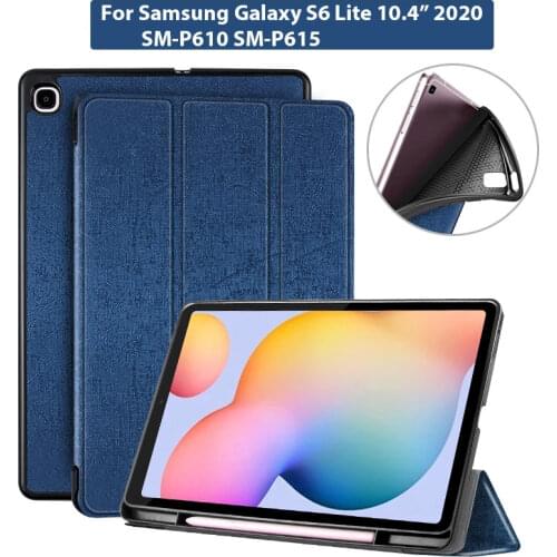 Pencil Case for Samsung Galaxy Tab S6 Lite 10.4 SM P610 P615 Pencil Holder Funda Capa Smart Soft TPU cover(PEN NOT INCLUDE)