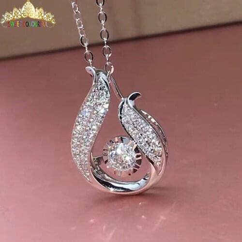 18K Romantic diamond necklace with a certificate Wedding For girlfriend