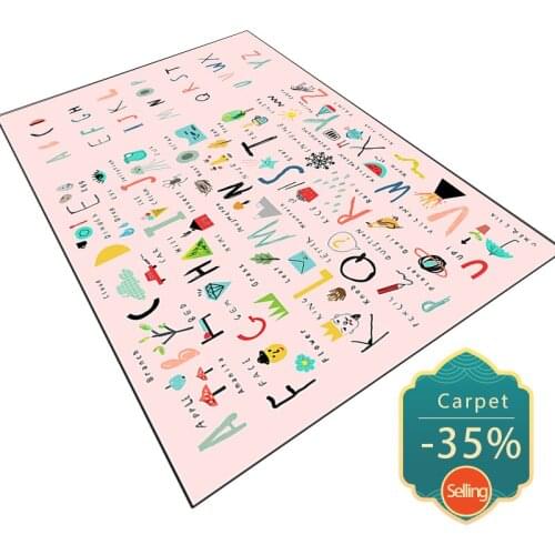 Madream 2021 Pink Carpet Korean Sweet Style Rugs Living Room Abstract Art Letter Pattern Decoration Girl Room Bedside Floor Mat