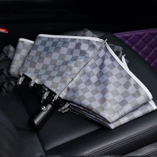 Striped or Checkered Folding Mens Fully Automatic Open and Close Car Umbrella Sunscreen/rain Shelter Multi-function Umbrella