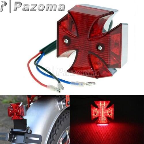Motorcycle 12V Cross LED Red Tail Stop Light Brake Running Light License Plate Lamp For Harley Cafe Racer Chopper Bobber Custom