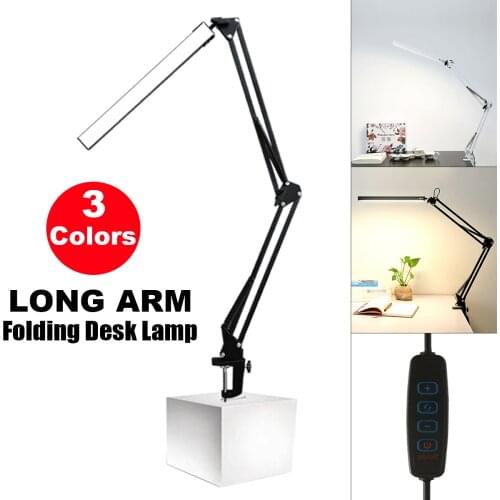 LED Folding Metal Clamp Desk Lamp USB Clip Table Lights Long Arm Dimming Table Lamp For Bedroom Reading Computers