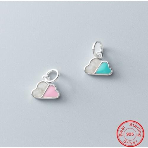 UQBing White Pink Blue Enamel Cloudy Dangle Charms DIY Silver Color Jewelry Findings