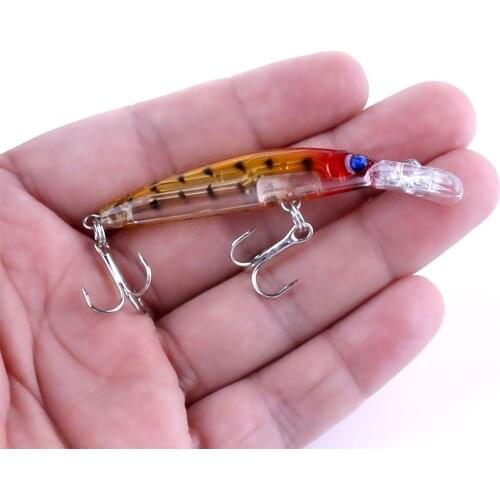 YUZI 1PCS 7cm 4g Minnow Fishing Lures Deep Sea Bass Lure Artificial Wobbler Fish Swim Bait Diving 0.6-1.8m 3D Eyes