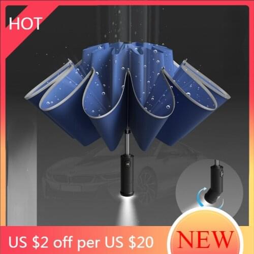 Mens Automatic Umbrella Business Folding Reverse Rain Outdoor UV Protection Umbrella Waterproof Car Paraplu Home Garden AG50ZS
