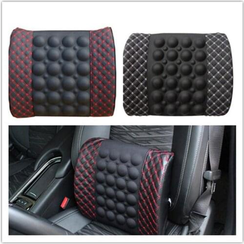 12V Car Interior Decoration Car Electric Massage Waist Support Waist Cushion Lumbar Support Microfiber Leather Seat Back Cushion
