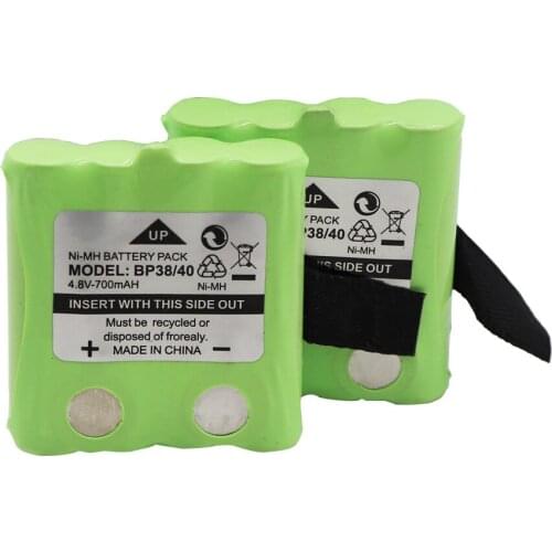 2PCS 4.8V 700MAH NI-MH rechargeable Battery Pack For Uniden BP-38 BP-40 BT-1013 BT-537 GMR FRS 2Way Radio batteries accessories