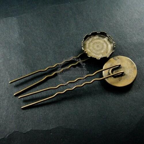 25mm round crown setting vintage style bronze DIY bobby pin hair grip pin DIY supplies 1502016